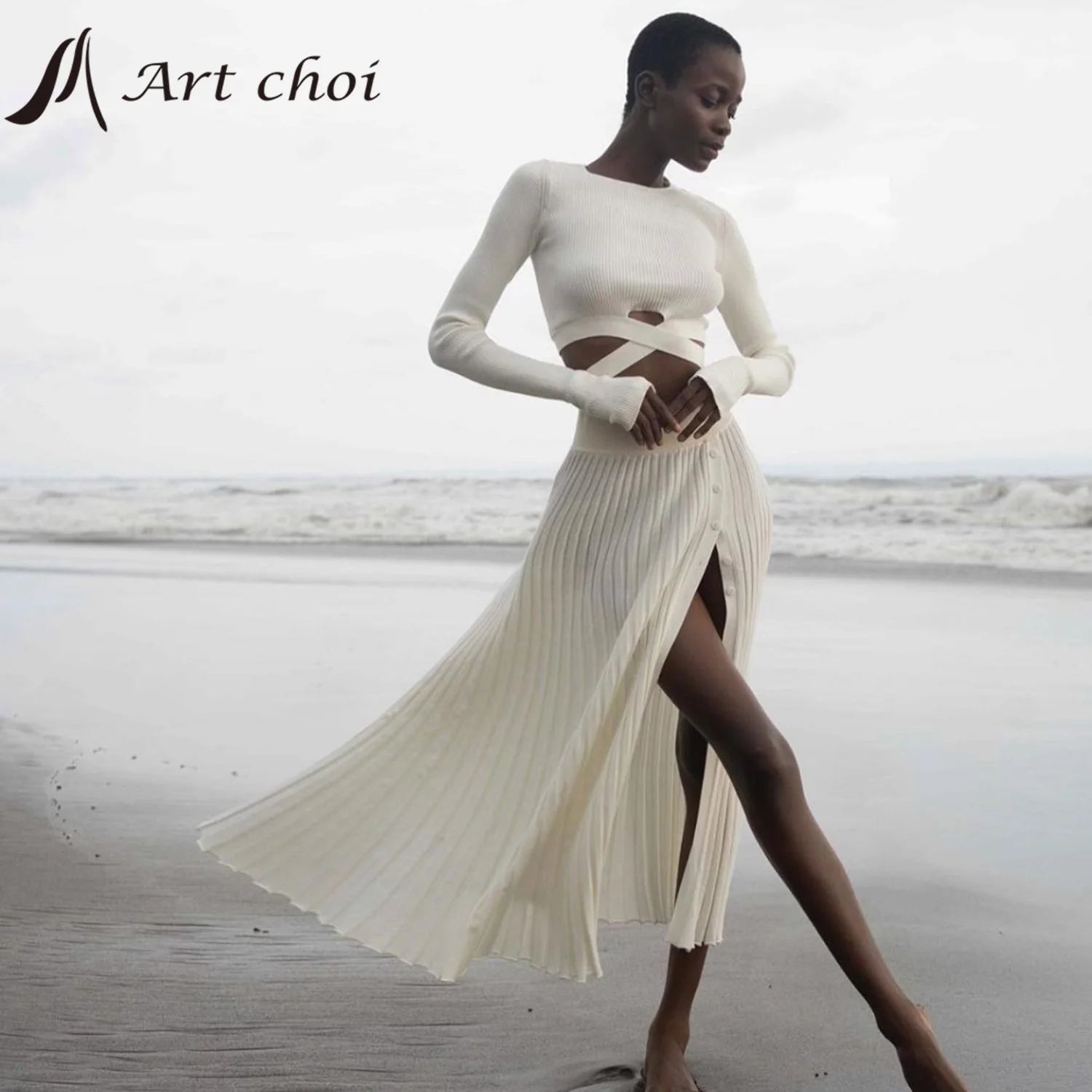 Женский трикотажный комплект из 2 предметов джемпер с плиссированной юбкой