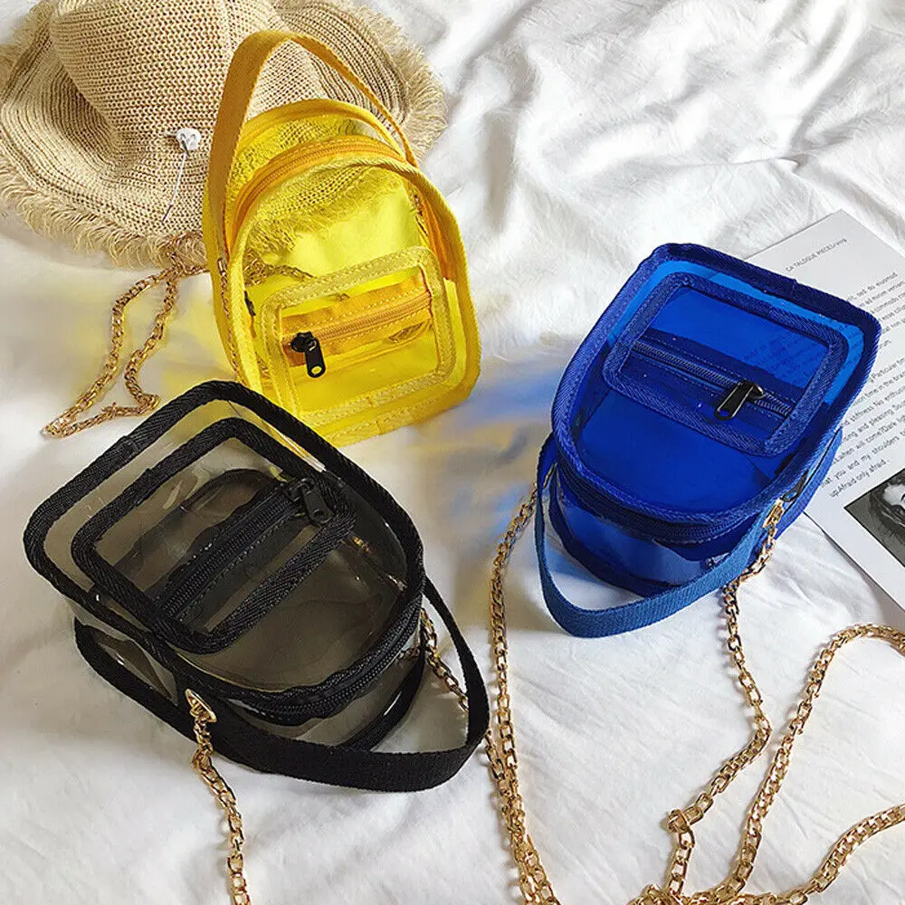 Женская прозрачная сумка для желе из ПВХ женская с цепочкой кошелек модная через