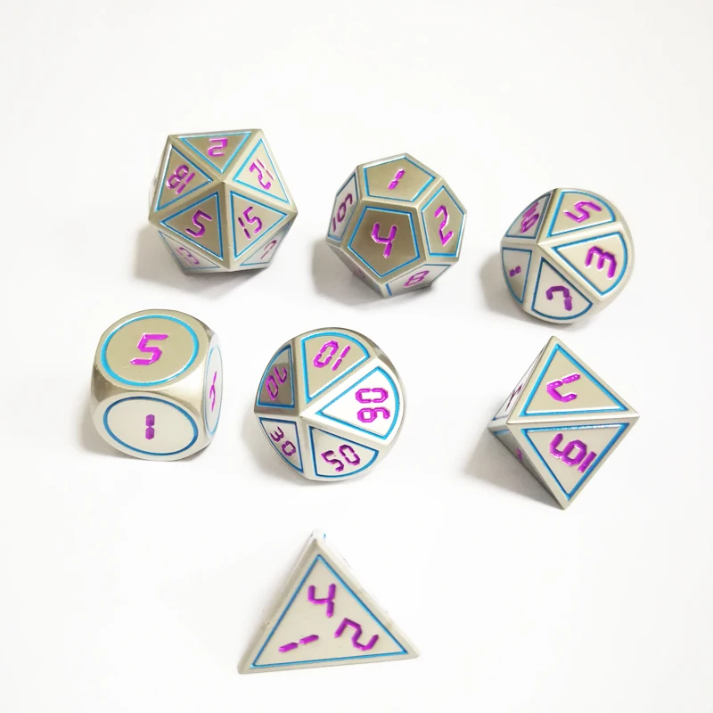 7 шт./компл. Творческий ролевые игры в кости D&D металлические игра Dnd жемчуг Никель