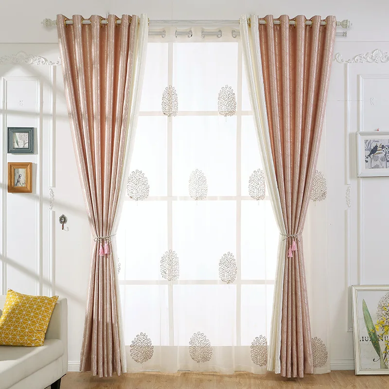 Цветочная вышивка современный минималистичный двухцветный вышитые шторы для