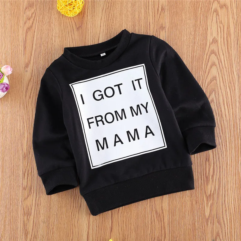 Baby Boy Letter Printed Long Sleeve Sweatshirt 0-3T Newborn Infant Toddler Kids Children Sping Fall Casual Cotton Crew Neck Tops