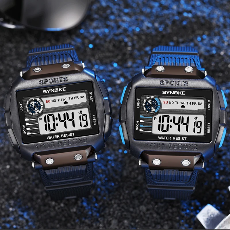 Часы мужские цифровые камуфляжные зеленые водостойкие квадратные | Наручные