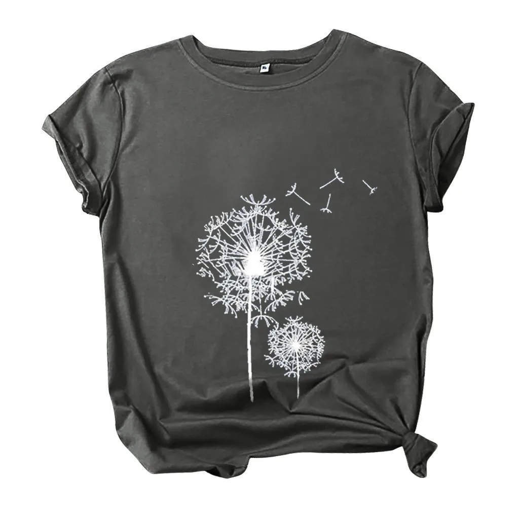 

Fashion Floral Print Blouse Shirt Loose O-Neck Tops Tee Summer Casual Ladies Tops Female Women Short Sleeve Blusas Pullover