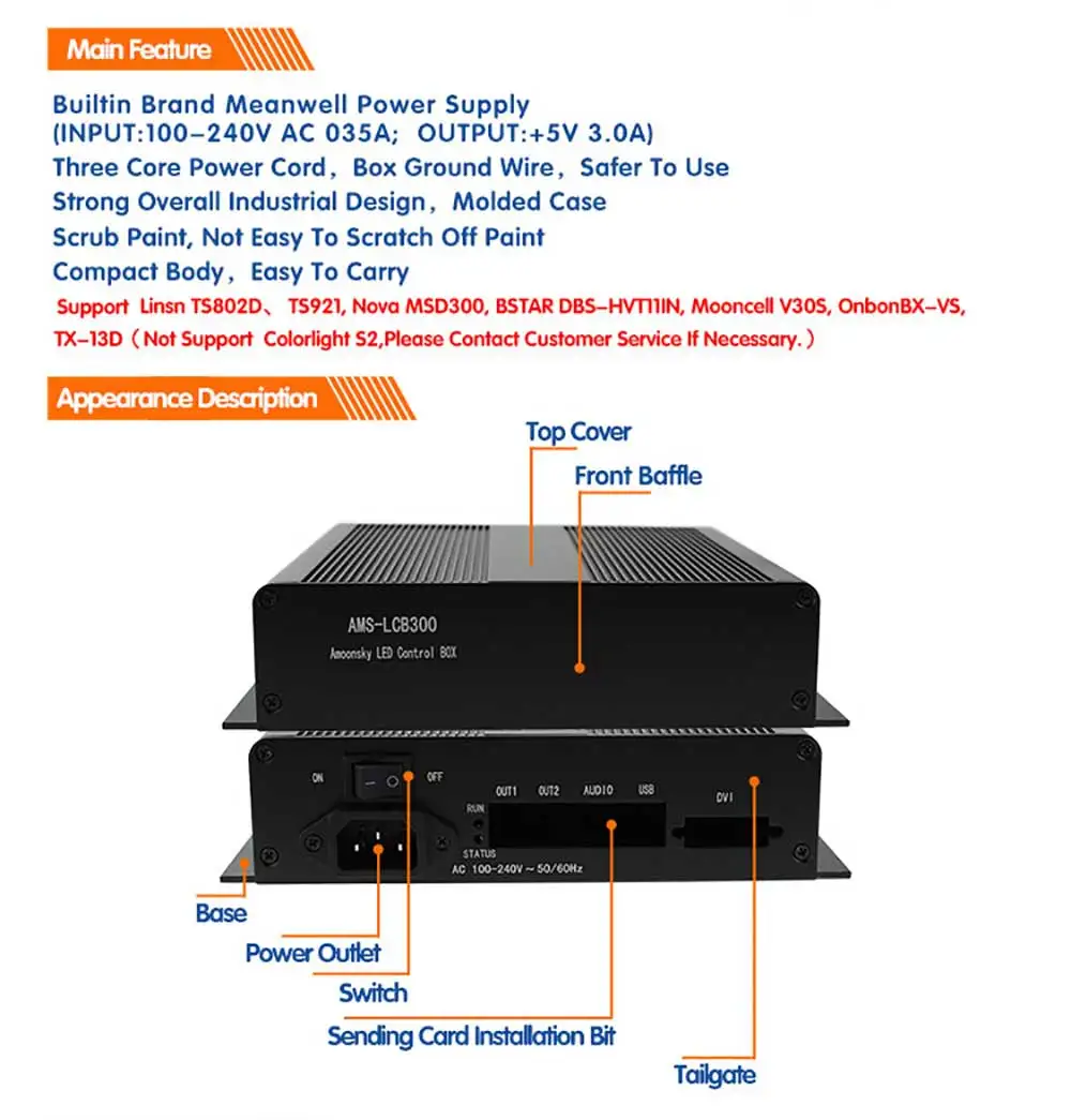 Низкая цена светодиодный видео дисплей Отправитель LCB300 как цветной s2 для linsn ts802d