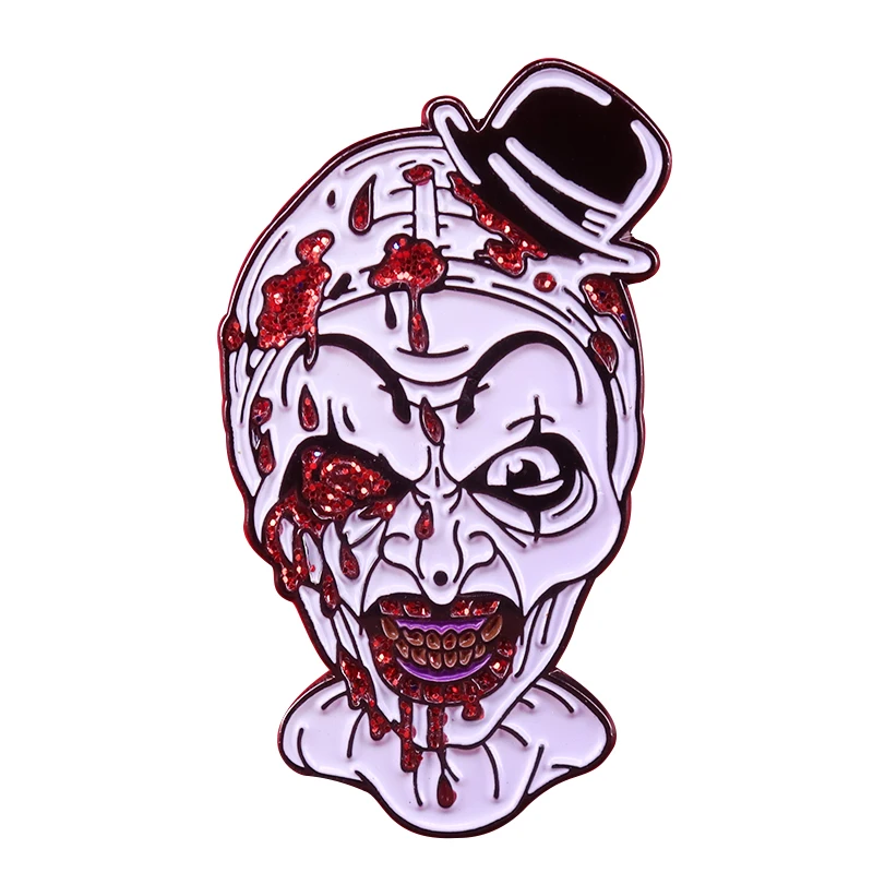 

Art the Clown enamel pin horror glitter pin slasher creepy Halloween jewelry