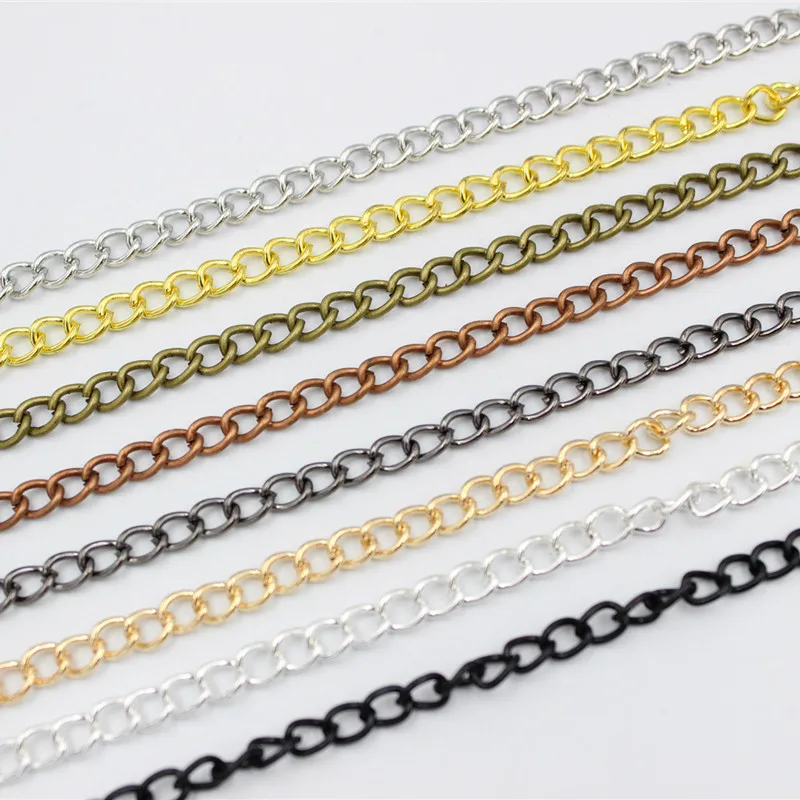 

2m/lot 2.5 3.5 4.5mm width Link Ring Extended Extension Necklace Chains Tail Extender Chain For DIY Jewelry Findings