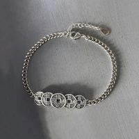 vintage silver color copper coin cuban chain bracelet for women chinese style bracelet five emperors money good lucky jewelry