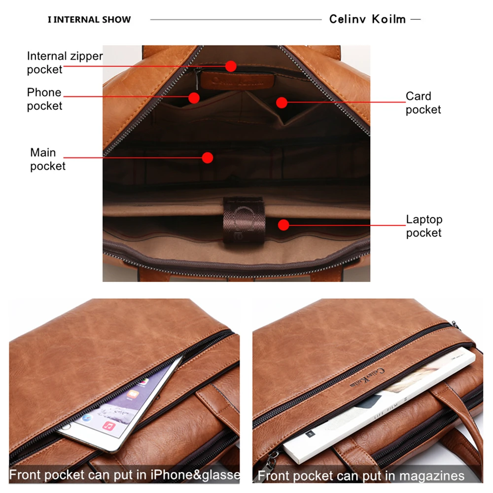 Celinv Koilm Men's Briefcase Bags For 14