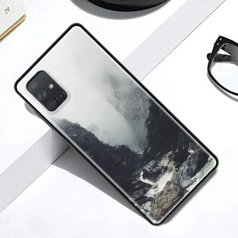 

Black Soft Case for Samsung Galaxy A50 A51 A71 A70 A21s A40 A30 A41 A20e A10 A10s Phone Shell Sac Forest Cloud Pattern Casing