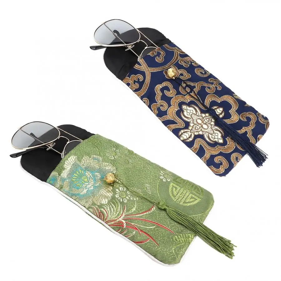 Винтажный китайский стиль вышитые украшения сумка для хранения переносной очки