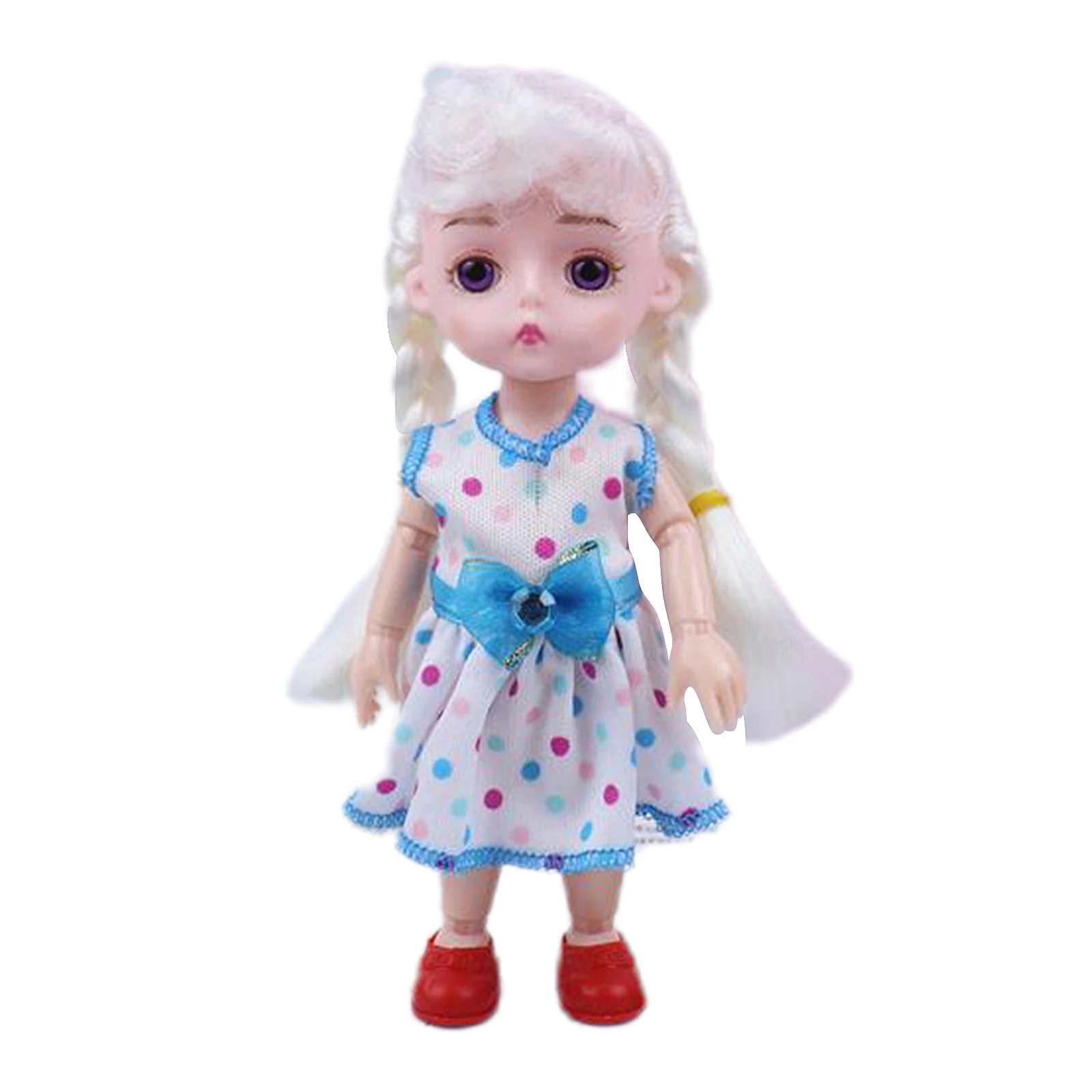 

Moveable Mini 14 Joints 6inch 1/12 BJD Doll Cute Dress Up Baby Doll Wig Hair