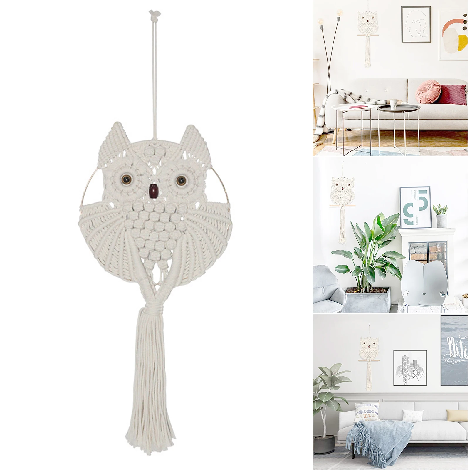 

Animal Shaped Dream Catchers Hanging Woven Knitting Owl Tassel Macrame Wall Home Ornament for Door Hotel S7
