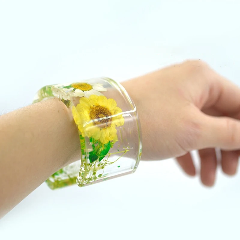 Фото Clear Silicone Egg Shaped Bracelet Mould For Epoxy Resin Real Flower DIY Mold Open Design Bangle Mould Resin Molds №2