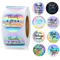 50pcs 1 5inch silver rainbow holographic stickers thank you for supporting my small business label sticker wedding gift boutique