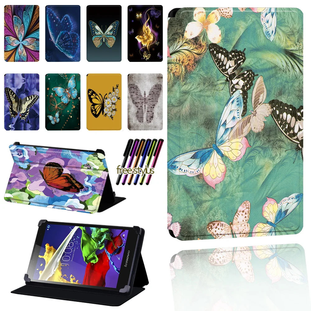

Butterfly Pattern Case for Lenovo Tab 2 A7 / A8 / A10-70 / Tab 3 / Tab 4 Tablet Pu Leather Foldable Scratch Resistant Case Shell