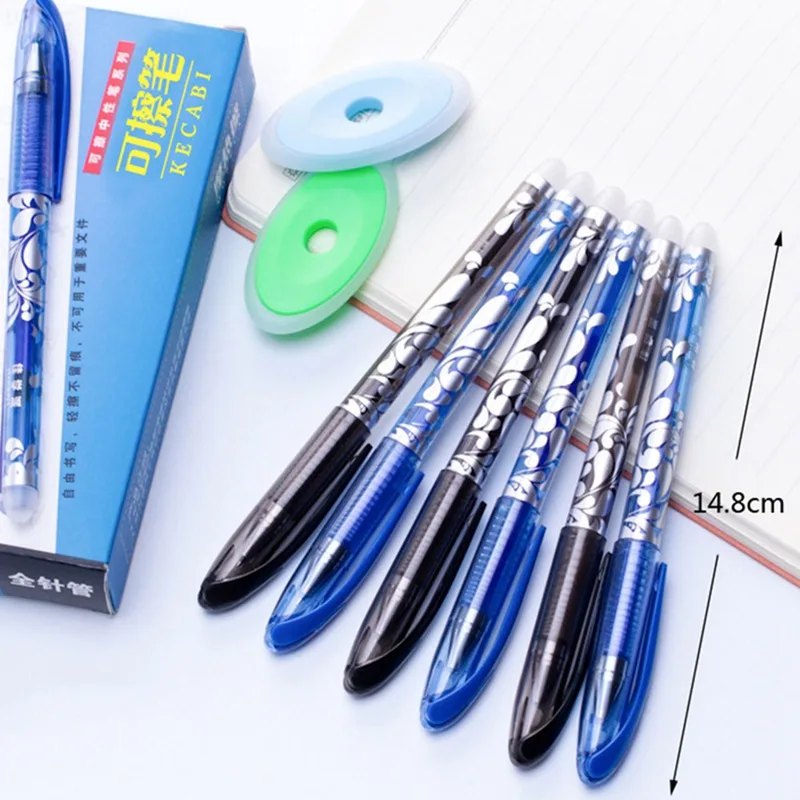 

12pcs/box Luxury Erasable Pen Set 0.5mm Blue Black Ink Ballpoint Pen for School Supplies Student Writing Exam Stationery Pens
