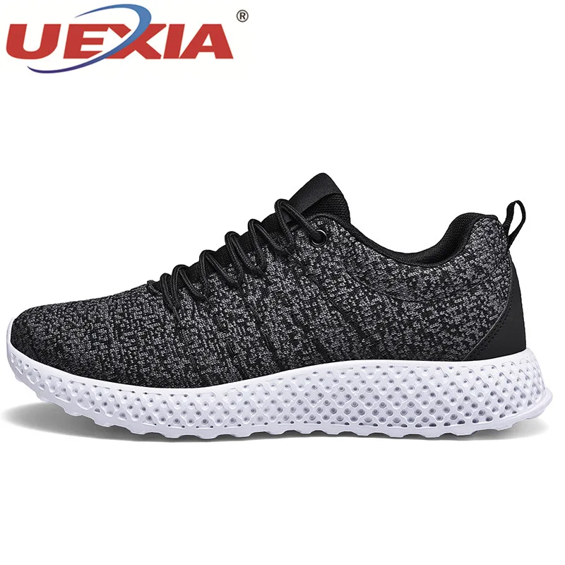 black 0505 UEXIA/кроссовки; Повседневная обувь; Мужская прогулочная Обувь На Шнуровке; сезон весна-осень; модная дышащая удобная мужская обувь; zapatos hombre - Цвет: black 0505
