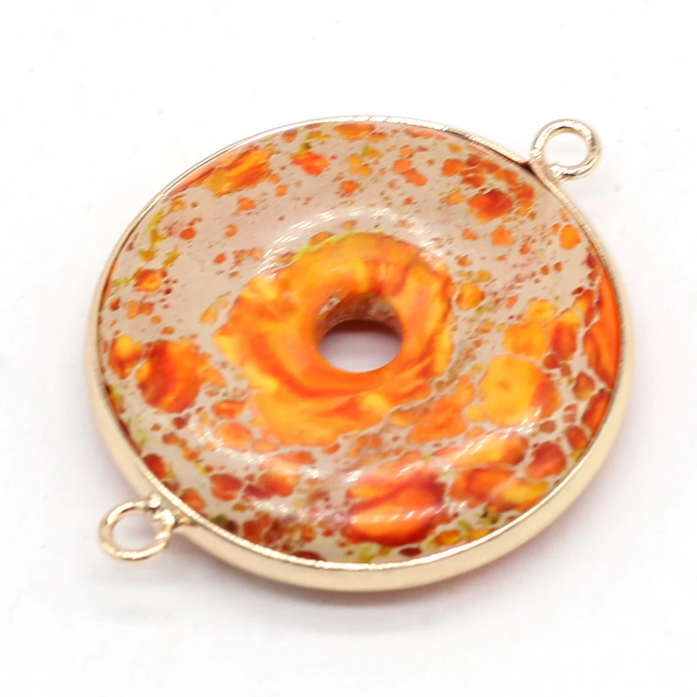 

Natural Stone Pendant Round Shape Emperor Stone Gilt Edge Pendant for Jewelry Making DIY Necklaces Accessories Size 30x40mm