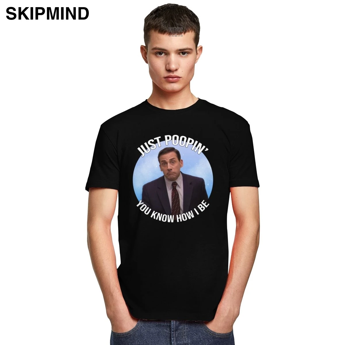 Футболка мужская приталенная с круглым вырезом хлопок короткий рукав Майкл