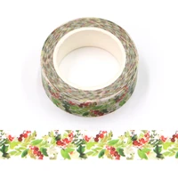 1pc 15mm x 10m christmas flower washi tape scrapbook paper masking adhesive merry christmas washi tape
