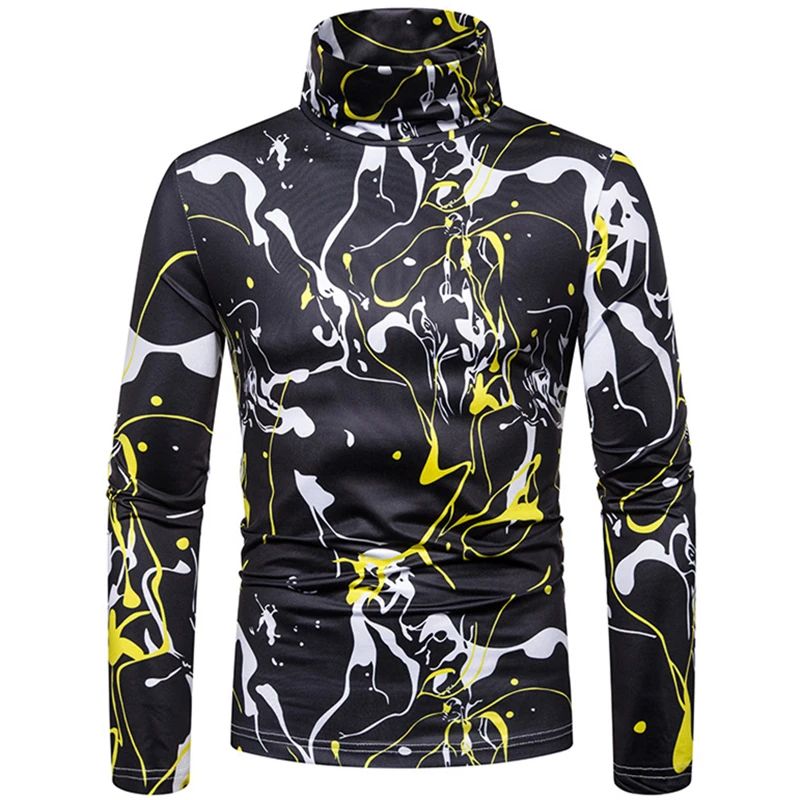 2019 осенняя и зимняя новая мужская футболка большого размера с высоким воротником