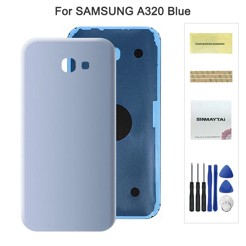 A320 Blue Задняя Батарея сзади Стекло чехол для Samsung Galaxy A3 A5 A7 A320 A520 A520F A720 Батарея чехол наклейка для корпуса - Цвет: A320 Blue