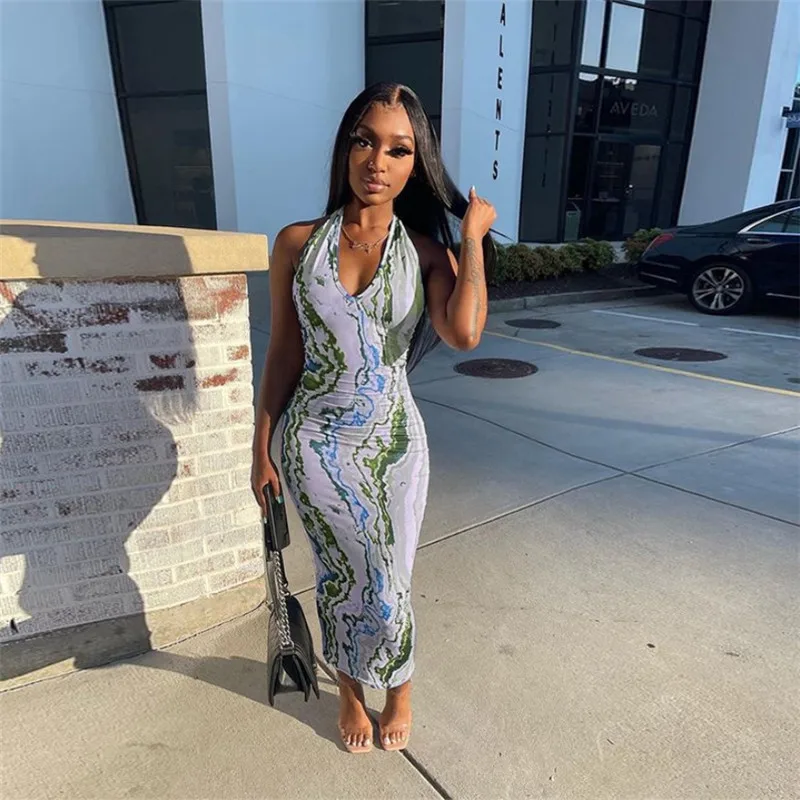 

Платье-макси с v-образным вырезом и высокой талией, весна 2022