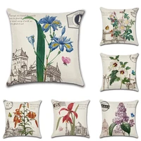 blue butterfly love flower lavender printing cushion cover home decorative plant castle pillow case linen sofa pillowcase gift