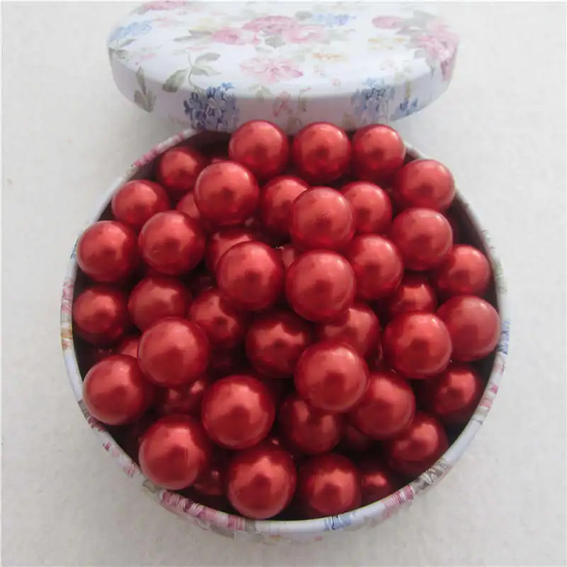 Новый красный без отверстий круглый искусственный пластиковый жемчуг бисер для