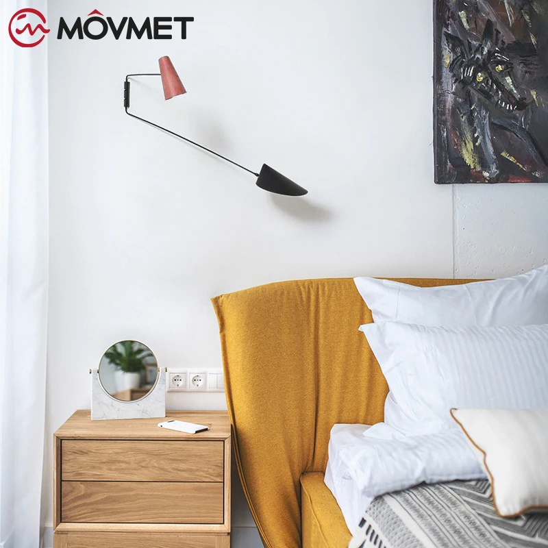 Simple Modern Industrial Long Swing Arm Black Wall Lamp Sconce Vintage E27 Lights For Bedroom Matel Reading Home Lighting | Лампы и