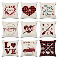 happy valentines day cushions cover heart love home decorative pillow cases linen lattice arrow car bed pillow covers 45x45cm