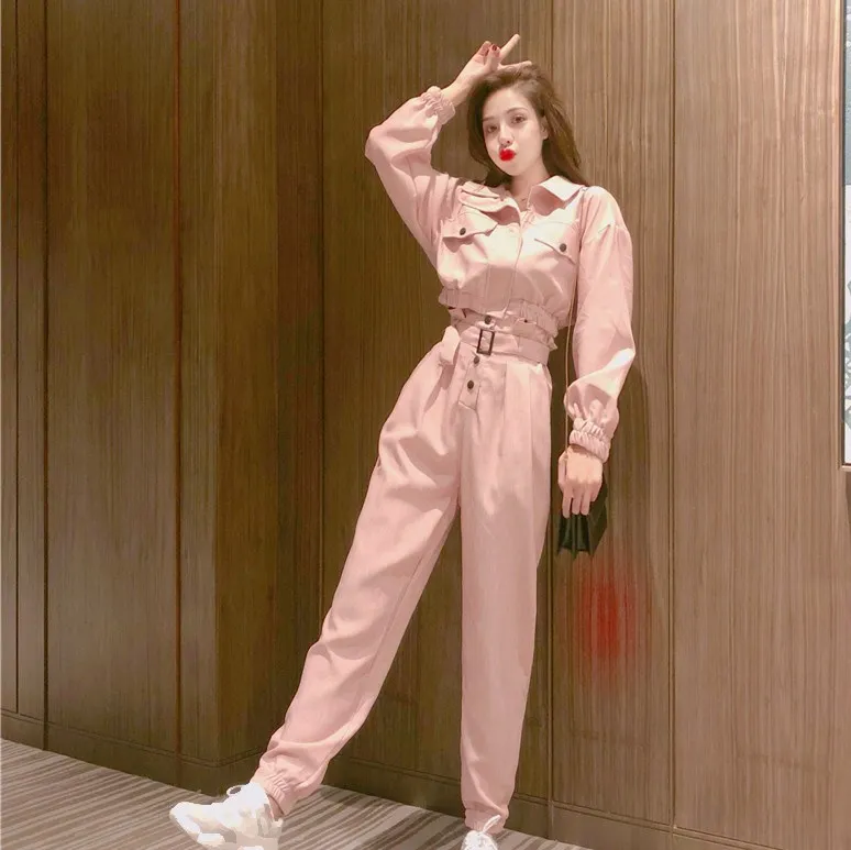 Повседневный комплект из двух предметов женский костюм с курткой и брюками