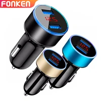 fonken usb car charger 2 port led 3 1a universal phone fast charging for iphone samsung automobile mirror dual charge adapter