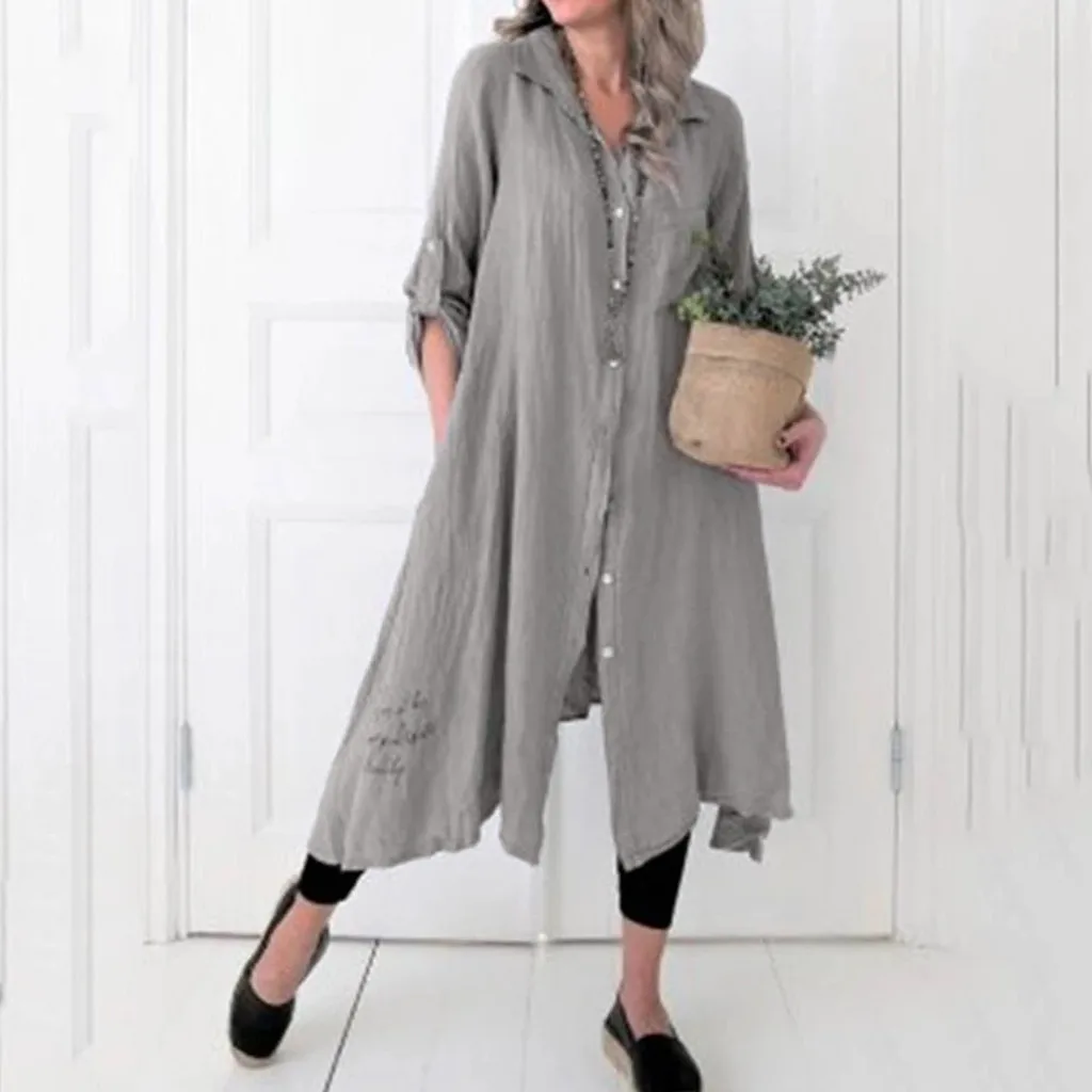 Женское платье Лето Плюс Размер Повседневный длинный рукав асимметричный