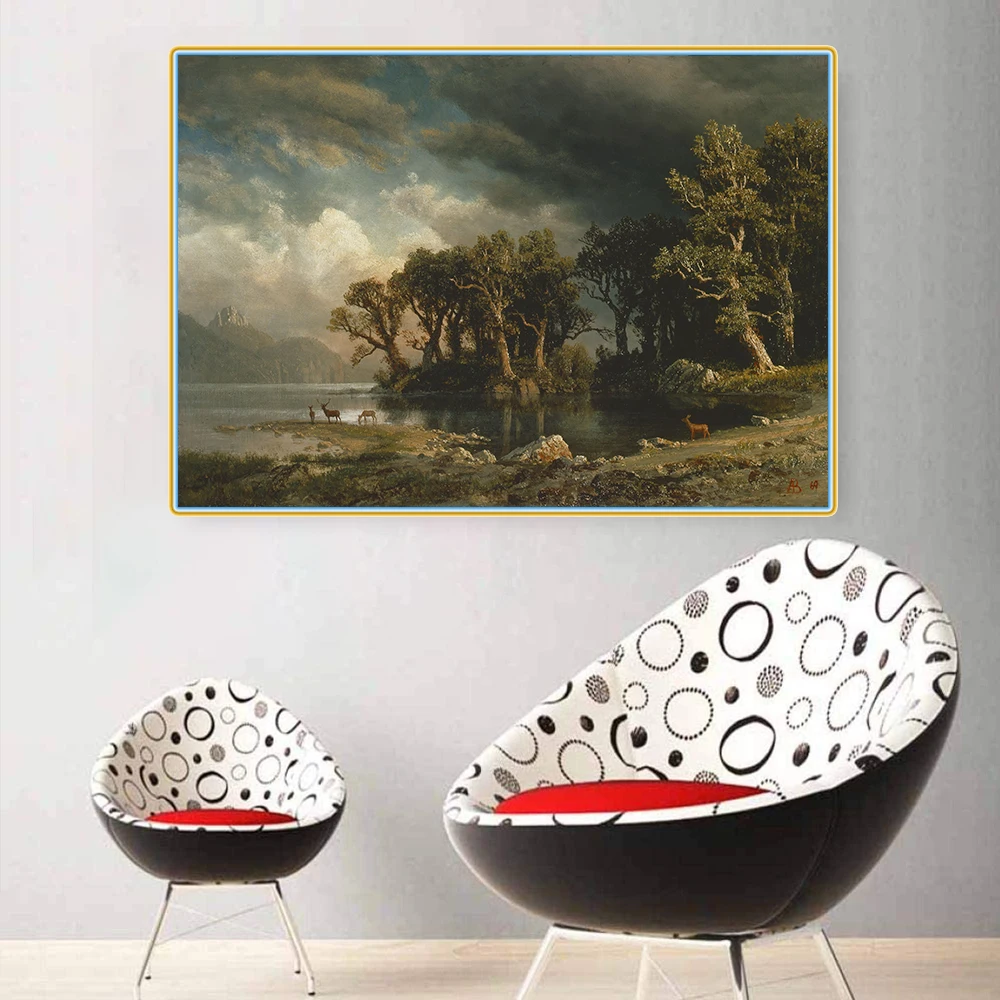 

Albert Bierstadt " The Coming Storm " Canvas Oil Painting Scenery Aesthetics Picture Artwork Decor Home Living Room Decoration