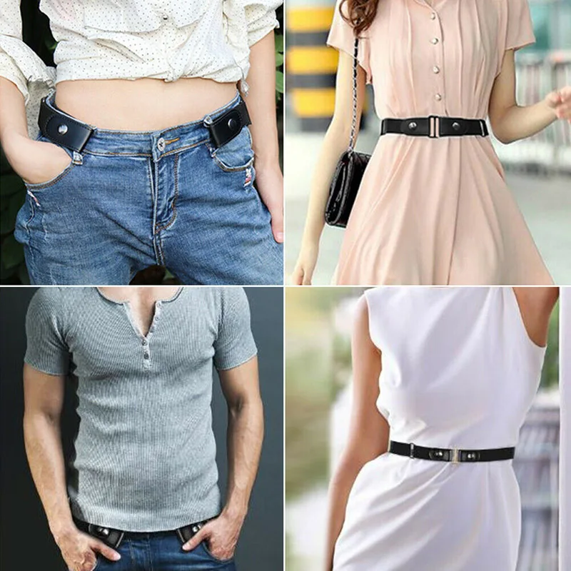 

Women Men Waistband Fashion Solid Color Buckle Free Stretchable Lazy Elastic WaistBelt Ang Belt Invisible For Jeans Pant Dress