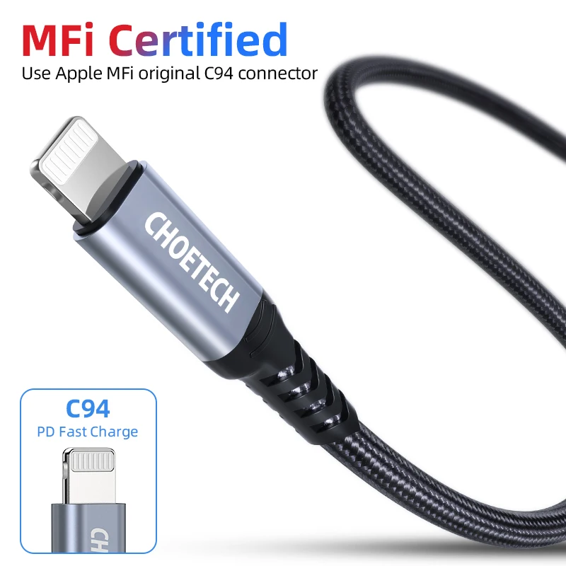 CHOETECH MFi usb type C для Lightning Кабель для iPhone 11 Pro X XS 8 PD18W быстрый USB C зарядный кабель для передачи данных для Macbook USB шнур зарядка для айфона кабель iphone