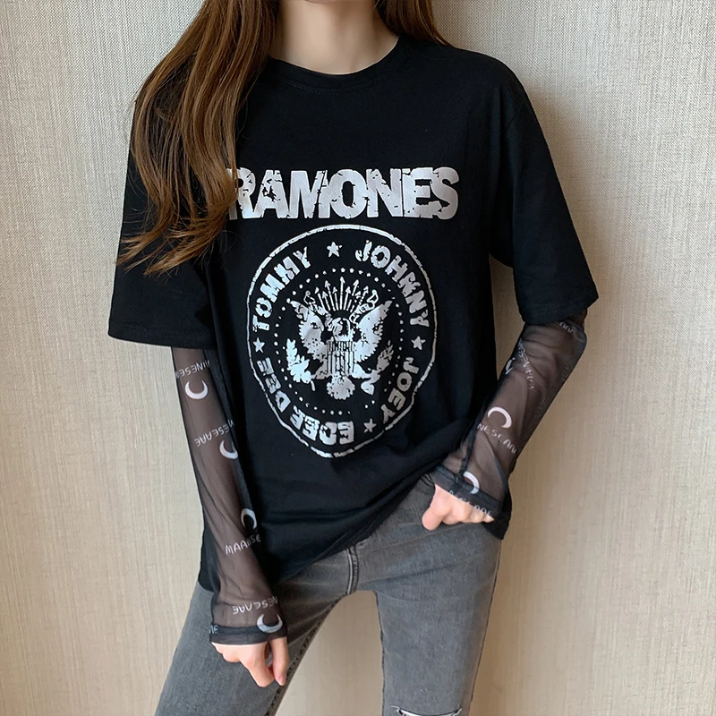 

Oteele Women T-shirt 2021 Summer O-Neck Black Solid Loose Tops Casual Comfortable Breathable Polyester Long Shirts Office Laddy