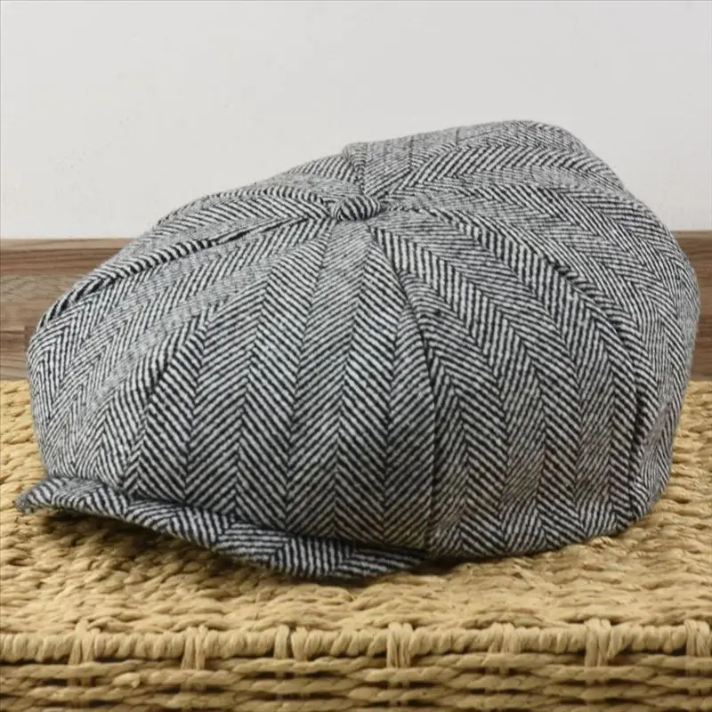 6 Color high quality Wool Tweed Newsboy Cap for Men Women Herringbone 8 Panel Apple Caps Cabbies Hats Woolen Headpiece Beret