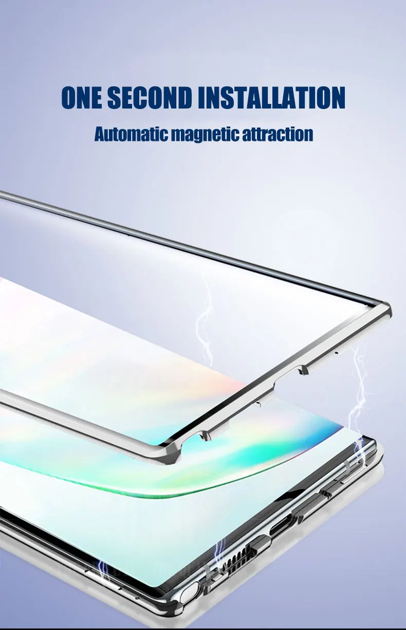 Чехол для samsung Galaxy Note 10 360 ° полная защита Магнитный чехол s чехол для Galaxy Note 10 Plus 5G металлический двойной стеклянный чехол