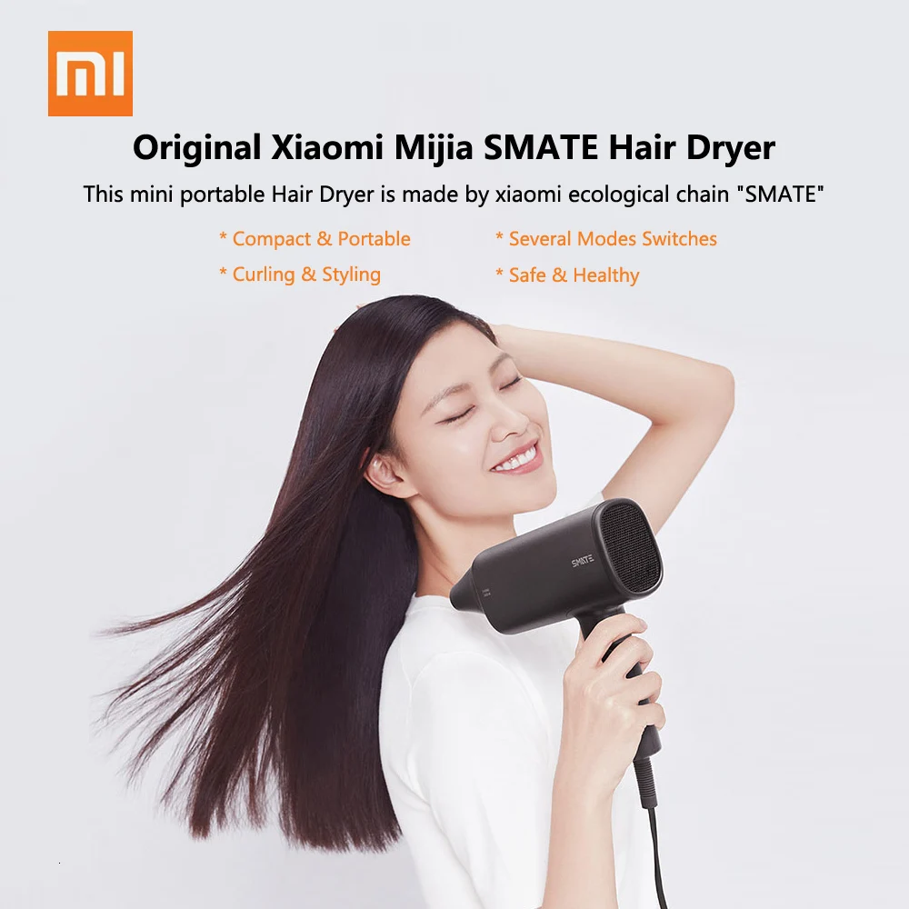 Xiaomi Mijia SMATE фен для волос, дорожный бытовой фен, инструменты для укладки волос, фен для горячей и холодной воды, 220 В, 1600 Вт, вентилятор с американской вилкой