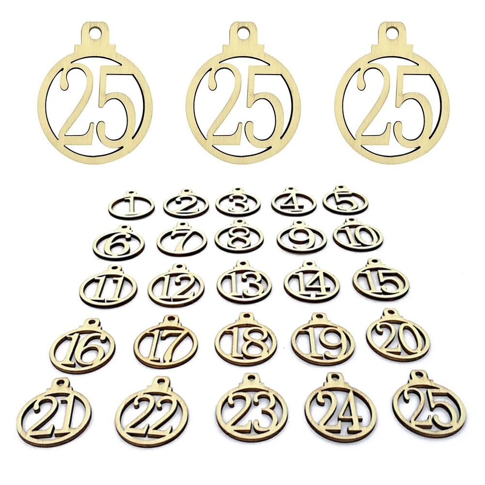 1-25 Wooden Christmas Advent Calendar Gift Tags Number Countdown House Decoration Gifts 25pcs | Дом и сад