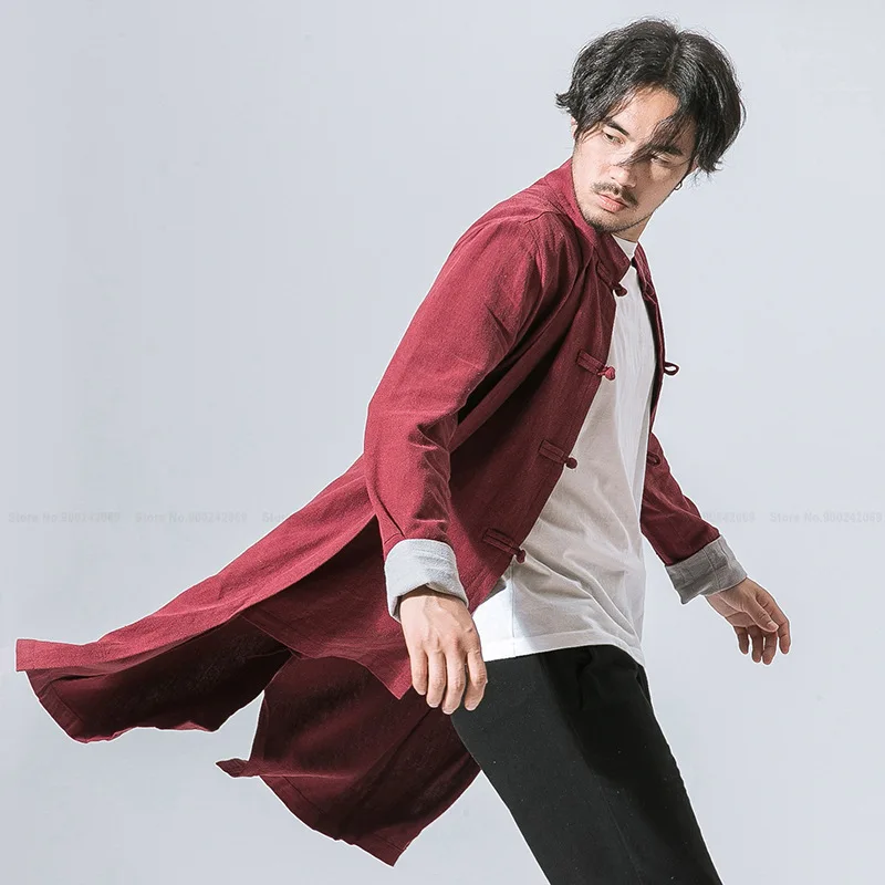 

Harajuku Japanese Kimono Haori Cardigan Men Chinese Style Tang Suit Hanfu Coats Retro Kung Fu Robes Cloak Fashion Casual Jackets