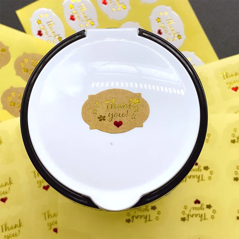 120 шт./лот милые многоугольные крафтовые наклейки с надписью Thank you круглым