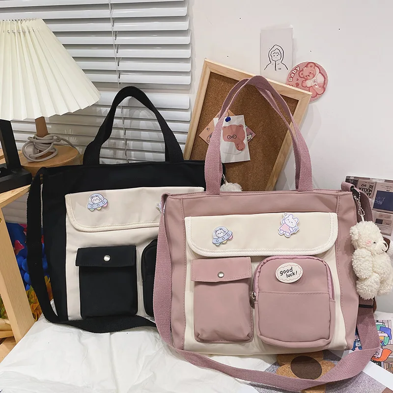 

Korean Cute Student Bag Soft Girl Heart Shoulder Bag Japanese Harajuku Messenger Bag Women's Casual Canvas Handbag
