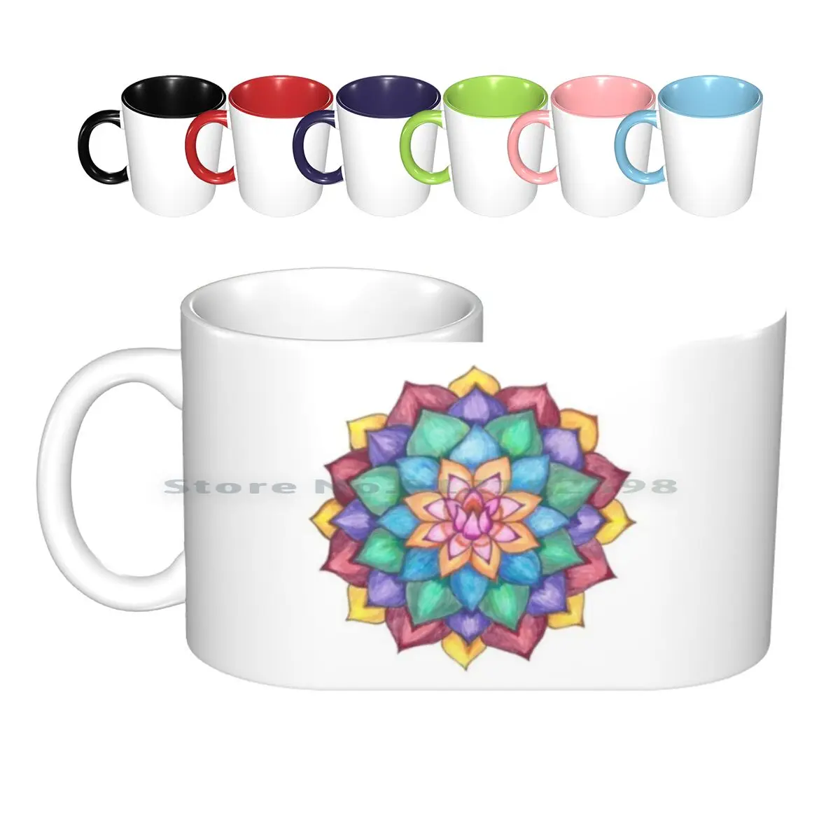 

Lotus Flower Mandala Ceramic Mugs Coffee Cups Milk Tea Mug Mandala Flordeloto Hand Painting Arteamano Hadmade Lotusflower Yoga