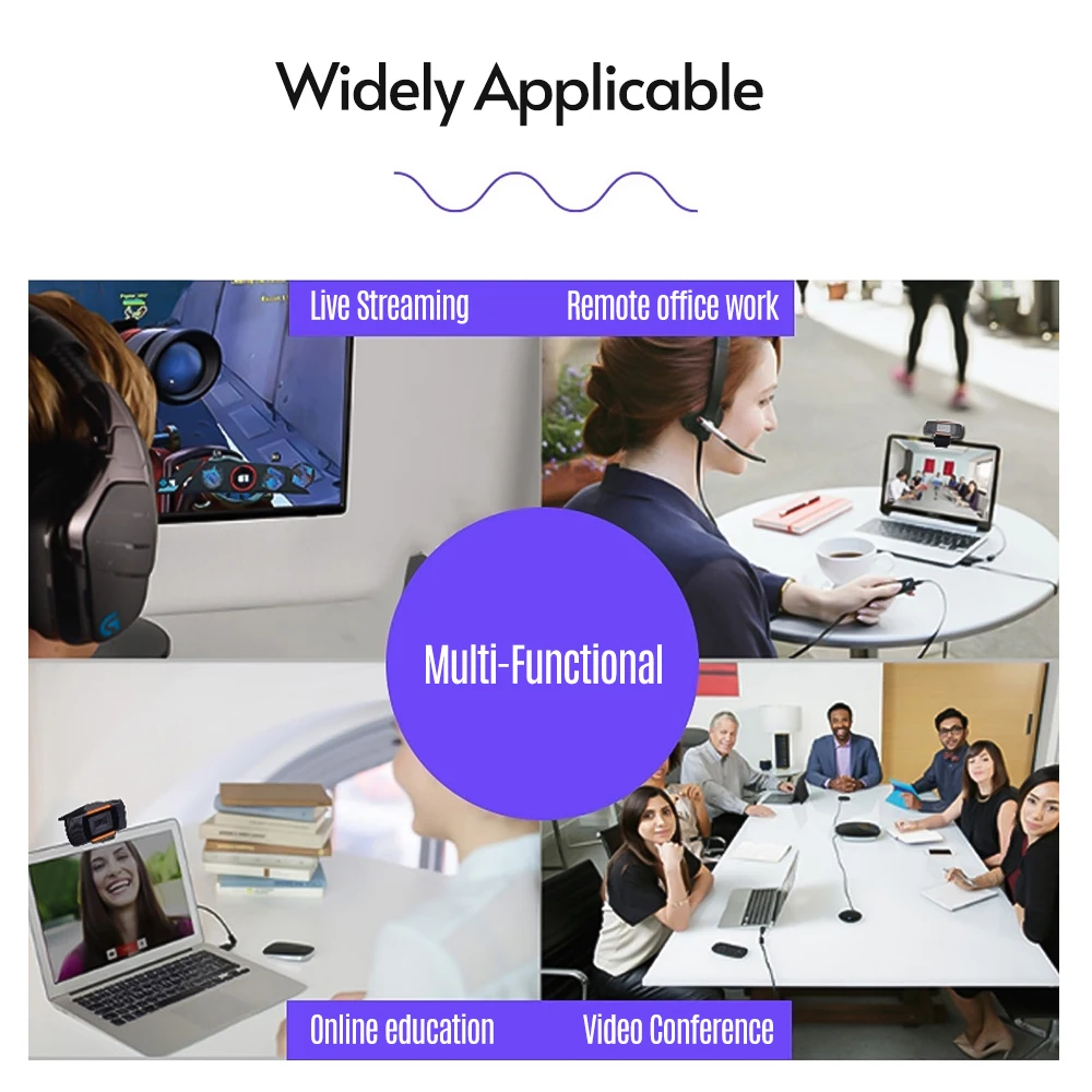 

USB Webcam 1080p FHD Web Camera Plug and Play with Bulit-in Microphone for Online Meeting Live Streaming Video Recording