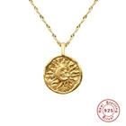 S925 стерлингового серебра ожерелье INS Sun Moon Кулон ожерелье Женская обувь без шнурков, многослойные ключицы ожерелья цепи красивые ювелирные украшения