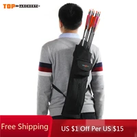 toparchery portable black outdoor archery quiver shoulder back arrows holder bag pocket sports pouch sack for hunting game