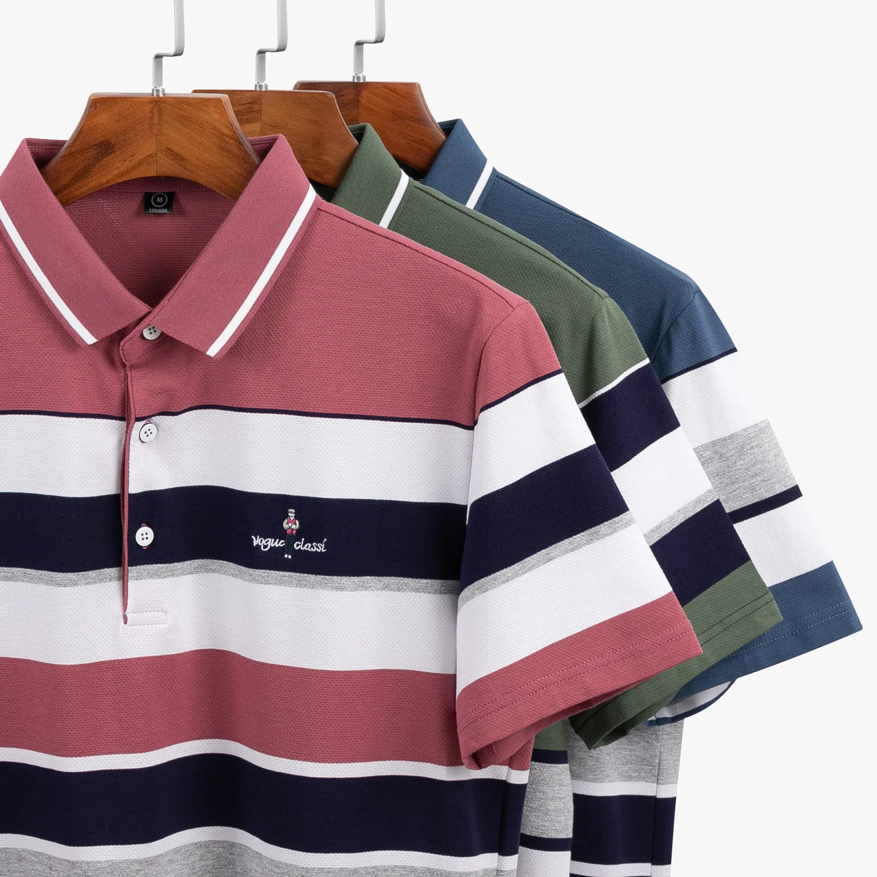 

2021 summer new business casual brand men's striped short-sleeved T-shirt 8053